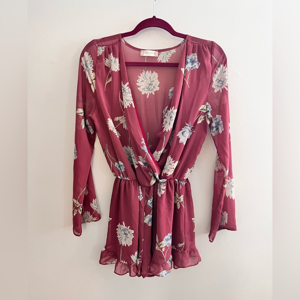 ALTERD STATE Long Sleeve Floral Print Romper